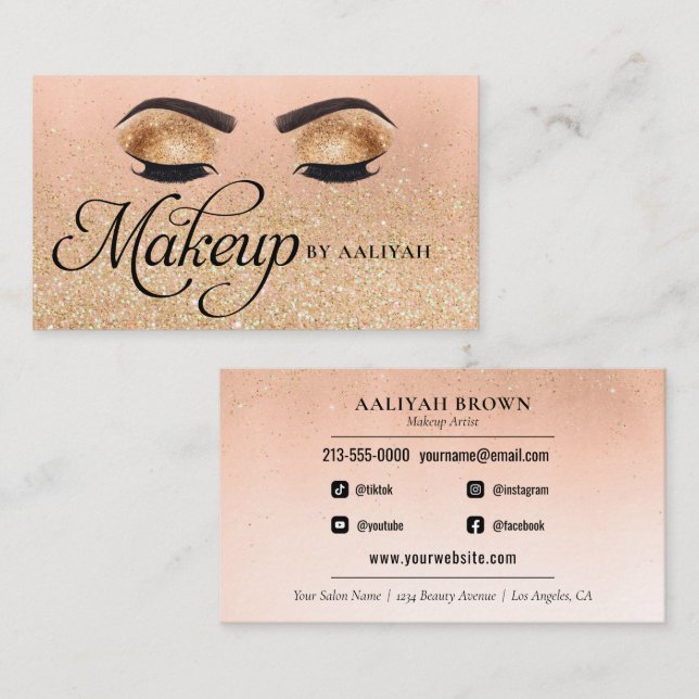 Gold Luxury Glam Eyes Beauty Salon Business Card (Front/Back)