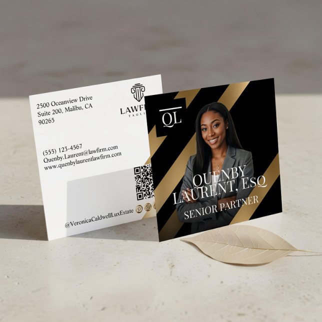 Gold Luxury Lawyer Law Firm Photo Monogram Luxe Square Business Card (Gold Luxury Lawyer Law Firm Photo Monogram Luxe Square Business Card)