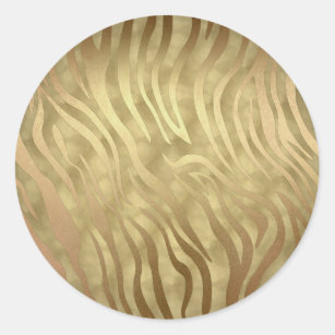 Gold Luxury Luxurious Zebra Jungle Safari Glam Classic Round Sticker