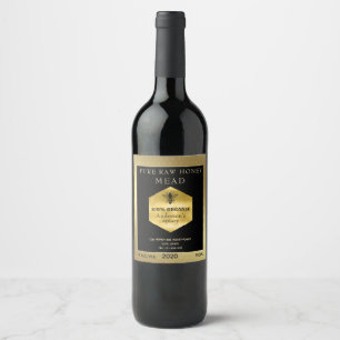 Gold luxury Mead queen bee honeycomb honey wine Wine Label