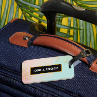 Gold Luxury Modern Blush Pink Soft Mint Collection Luggage Tag