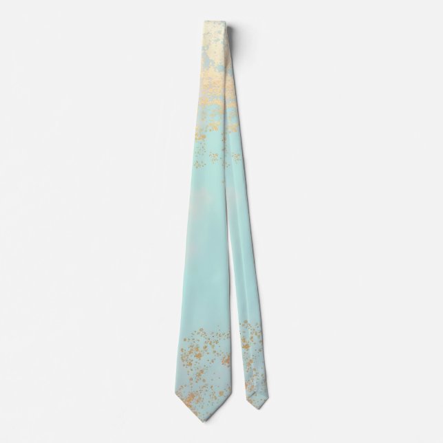 Gold Luxury Modern Blush Pink Soft Mint Collection Tie (Front)