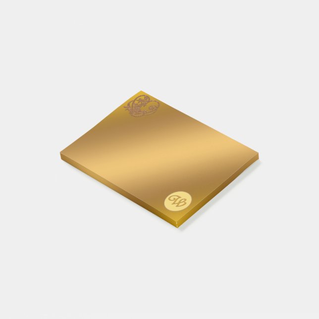 Gold Luxury Monogram W Post-it Notes (Angled)