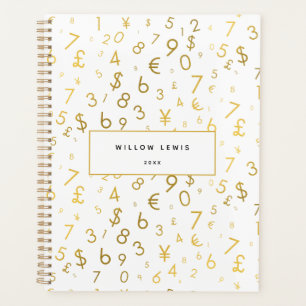 Gold Luxury Numbers & Currency Symbols Pattern Planner