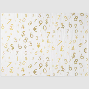 Gold Luxury Numbers & Currency Symbols Pattern Tissue Paper