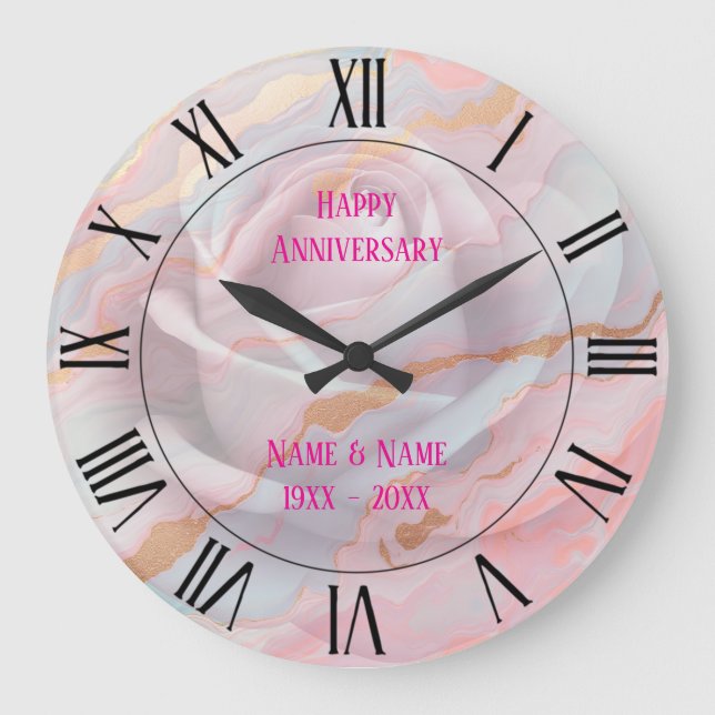 Gold Luxury Popular Blush Pink Mint Collection Large Clock (Front)