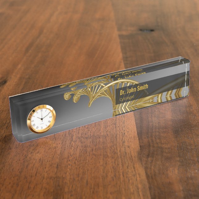Gold Luxury Professional Medical DNA Strand Nameplate (Side)