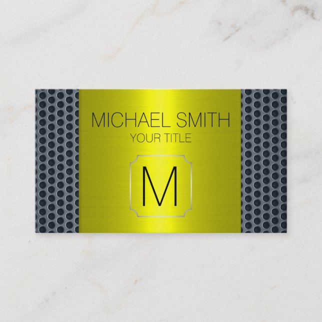 Gold Luxury Stainless Metal Monogram Business Card (Front)