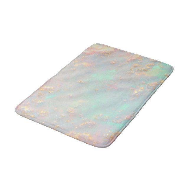 Gold Luxury Trendy Blush Pink Soft Mint Collection Bath Mat (Angled)