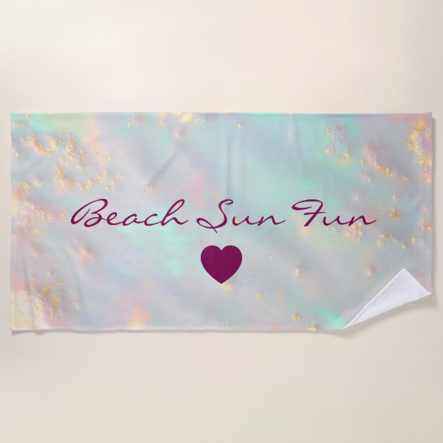 Gold Luxury Trendy Blush Pink Soft Mint Collection Beach Towel (Front)