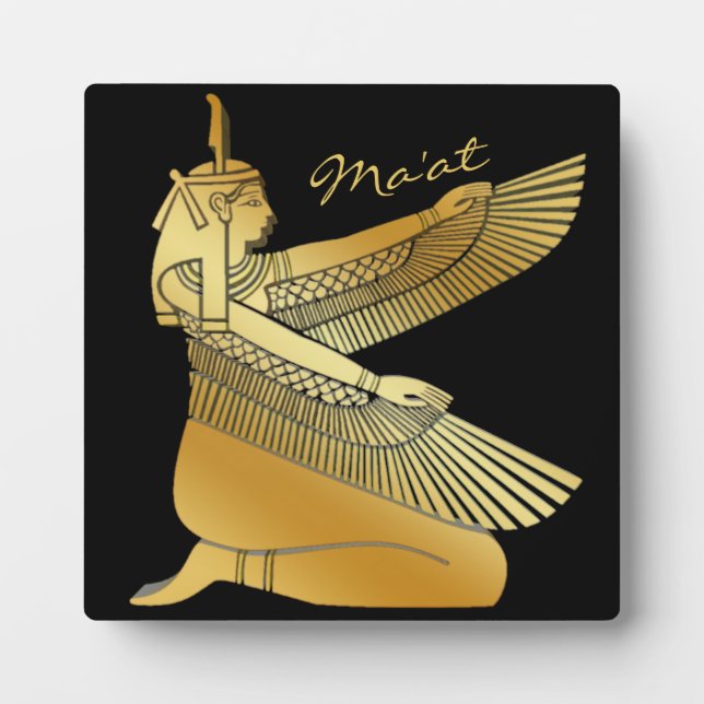 Gold Ma'at Egyptian Spiritual Justice Goddess Plaque (Front)