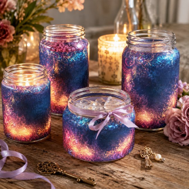 Gold Magenta Filigree Celestial Nebula Border Tissue Paper (Creator Uploaded)