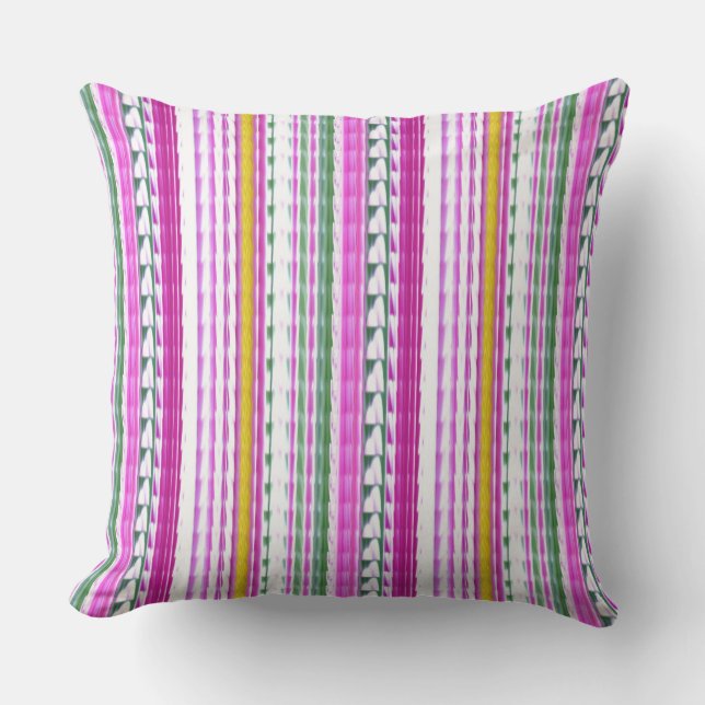 Gold, Magenta, Teal Stripes Outdoor Throw Pillow (Front)