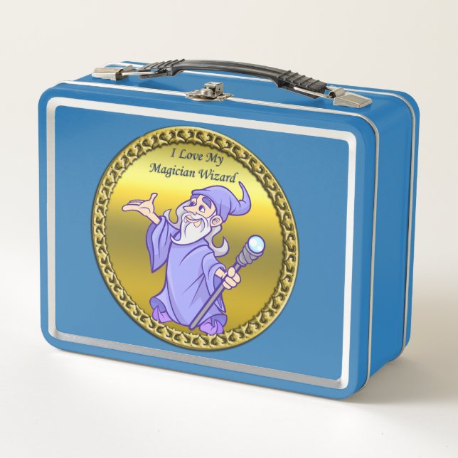 Gold Magical magician sorceress purple wizard Metal Lunch Box (Front)
