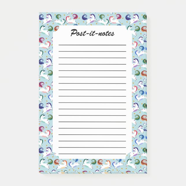 Gold Magical Star Rainbow Unicorn Post-it Notes (Front)