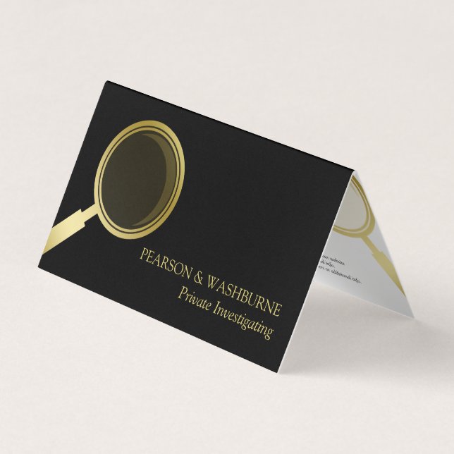 Gold Magnifying Glass - Private Investigator Business Card (Front)