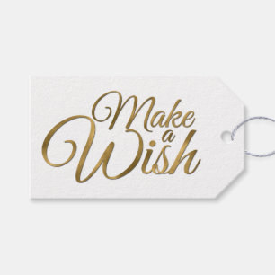 Gold Make a Wish Birthday Gift Tags