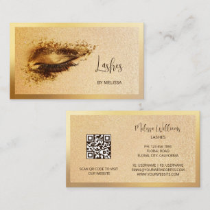 Gold Make Up Eye Lashes Business Card