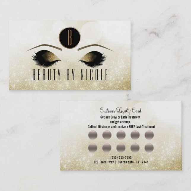 Gold Makeup Eyes Glam Customer Loyalty Card (Front/Back)