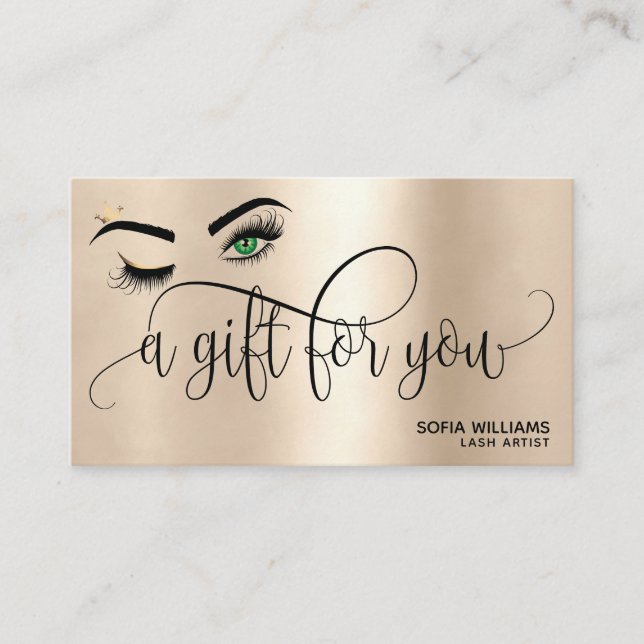 Gold Makeup Wink Eye Beauty Salon Gift Card (Front)