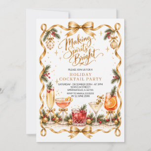 Gold Making Spirits Bright Holiday Cocktail Party Invitation