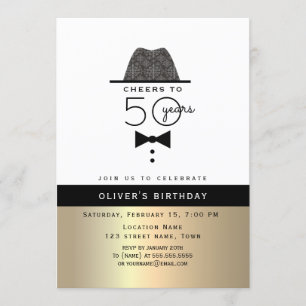 Gold Male 50th Birthday Invitation