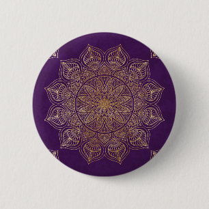 Gold mandala 6 cm round badge