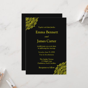 Gold mandala black wedding invitaion
