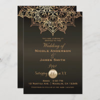 Gold Mandala Brown Bronze Modern Elegant Wedding