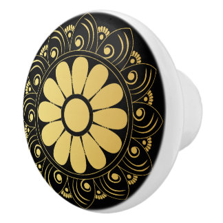 Gold Mandala Ceramic Knob