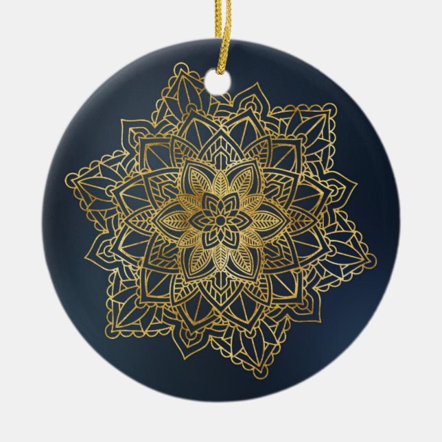 Gold Mandala Ceramic Tree Decoration (Front)