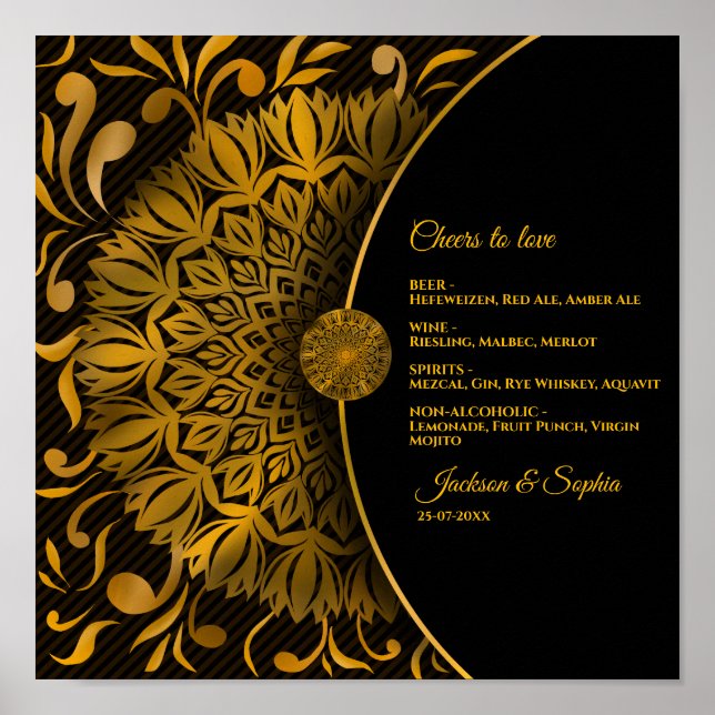 Gold mandala classic elegant luxury drink menu sig poster (Front)