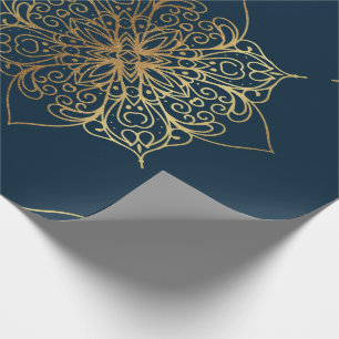 Gold Mandala Damask Pattern Wrapping Paper