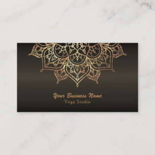 Gold Mandala Earthy Brown Bronze Modern Yoga Business Card