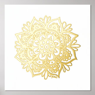 Gold Mandala Flower Foil Art Print