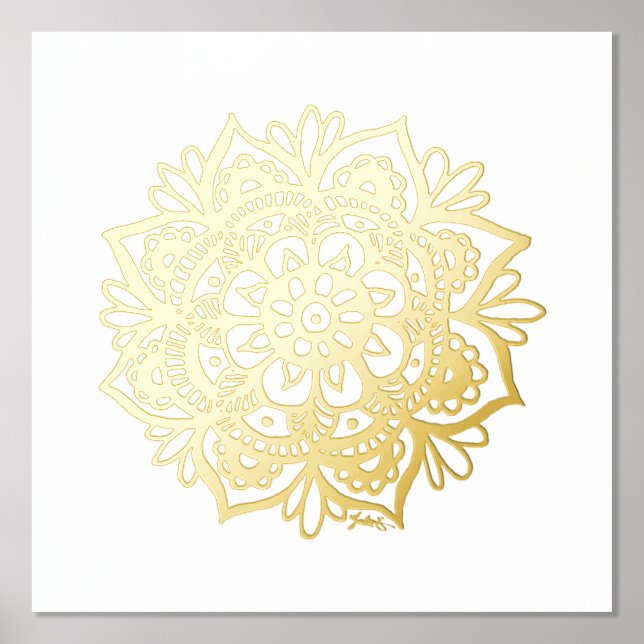 Gold Mandala Flower Foil Art Print (Front)