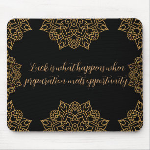 Gold Mandala Flowers with black pattern Mouse Pad