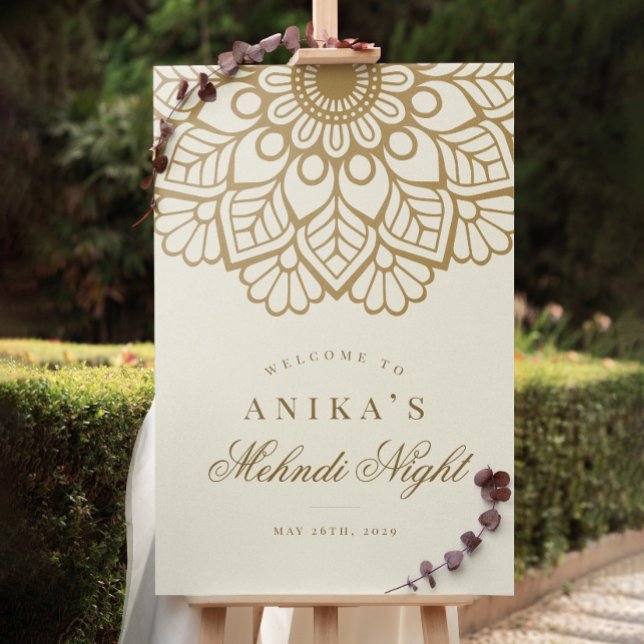 Gold Mandala Indian Mehndi Night Welcome Sign (Creator Uploaded)