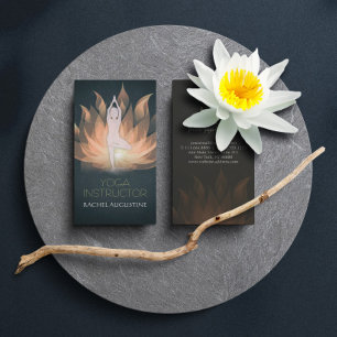 Gold Mandala Lotus Floral and Yoga Meditation Pose Business Card