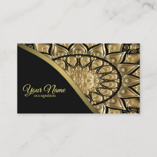 Gold Mandala On Black Business Card