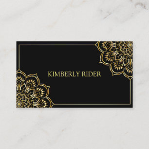 Gold Mandala On Black Business Card