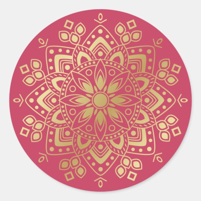 Gold Mandala on Light Blush Pink Envelope Seals (Front)