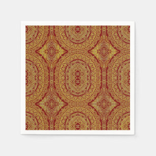 Gold Mandala On Red  Napkin