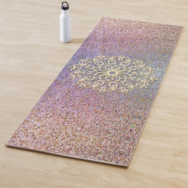 Gold Mandala on Shimmery Speckled Yoga Mat (In Situ)