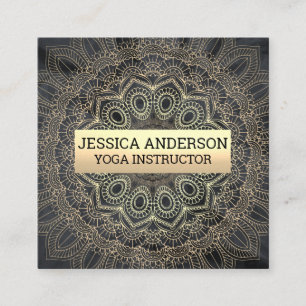 Gold Mandala Pattern Square Business Card