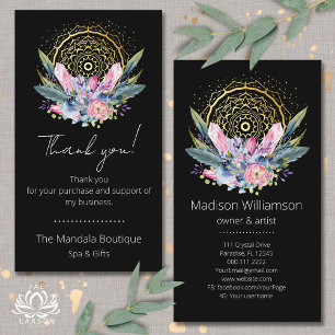 Gold Mandala Pink Crystals Spa Spiritual Thank You Business Card