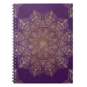 Gold mandala spiral notebook