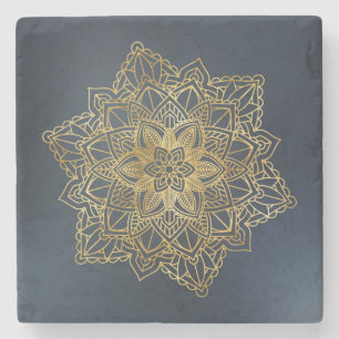 Gold Mandala Stone Coaster