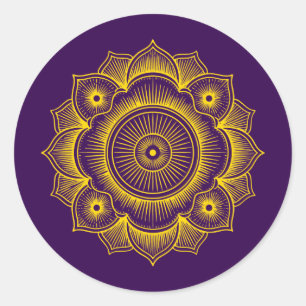 Gold Mandala Symbol Classic Round Sticker