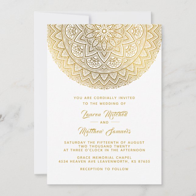 Gold Mandala Wedding Invitation (Front)